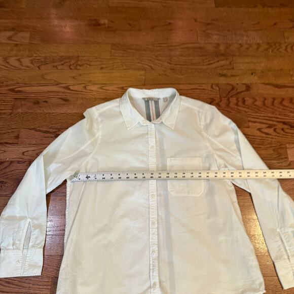 Athleta Marinwood White Button Down Shirt Back Stripe Women’s Large - Picture 5 of 8